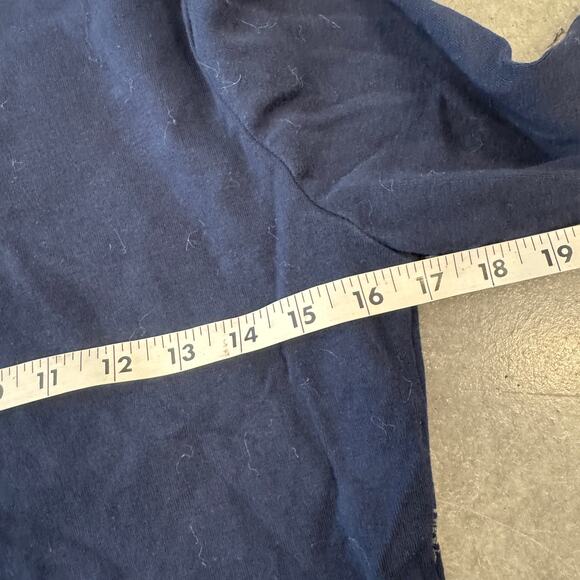 Vintage Y2K Mcbling Rhinestone Graphic Navy Floral Henley Women's Medium Tee - Picture 4 of 5